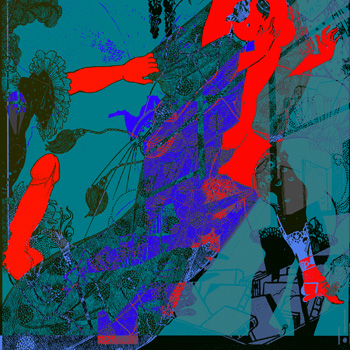 Hommage a Aubrey Beardsley - Digital Print on Canvas